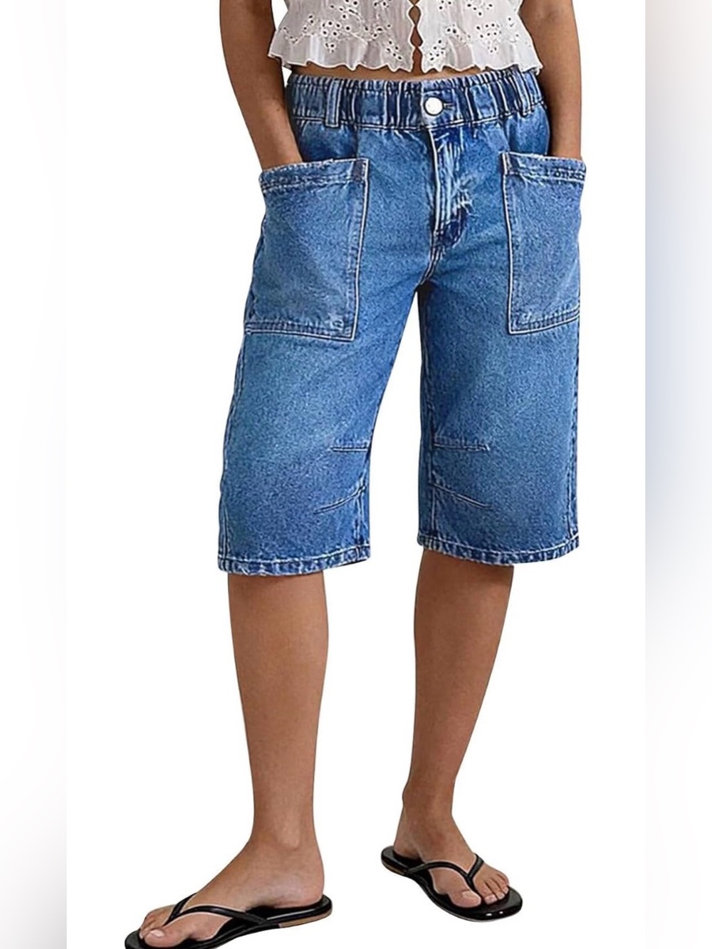 Flamingals Straight Leg High Rise Denim Bermuda Shorts 4XL PS10-41